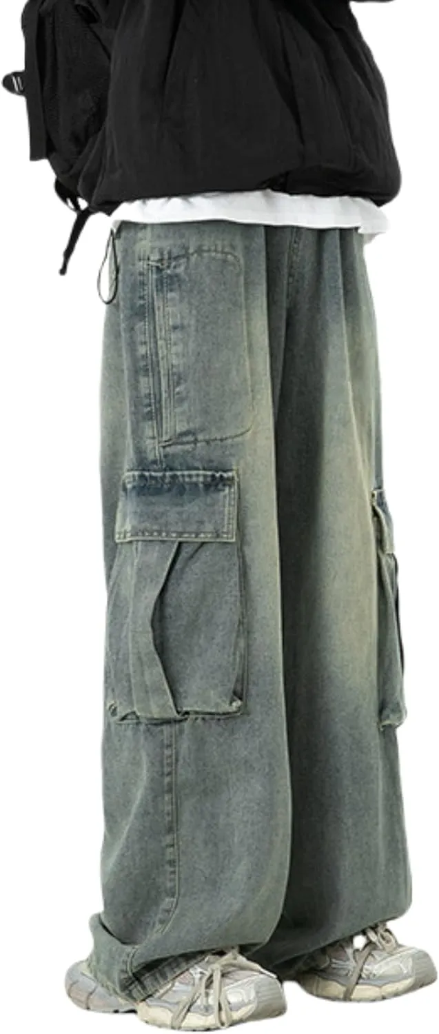 Y2k Cargo Jeans Baggy Jeans Men Hip Hop Demin Cargo Pants Grunge Jnco Jeans Loose Fit Parachute Jeans