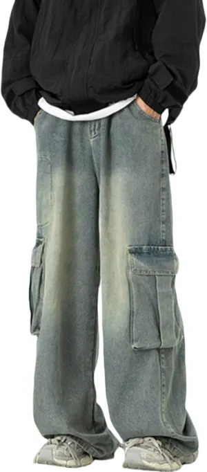 Y2k Cargo Jeans Baggy Jeans Men Hip Hop Demin Cargo Pants Grunge Jnco Jeans Loose Fit Parachute Jeans