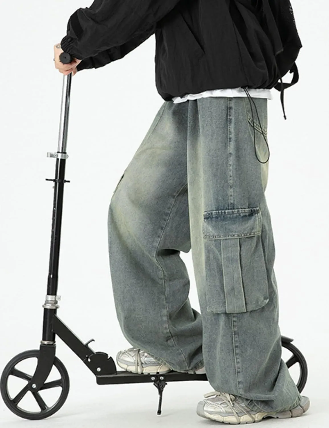 Y2k Cargo Jeans Baggy Jeans Men Hip Hop Demin Cargo Pants Grunge Jnco Jeans Loose Fit Parachute Jeans