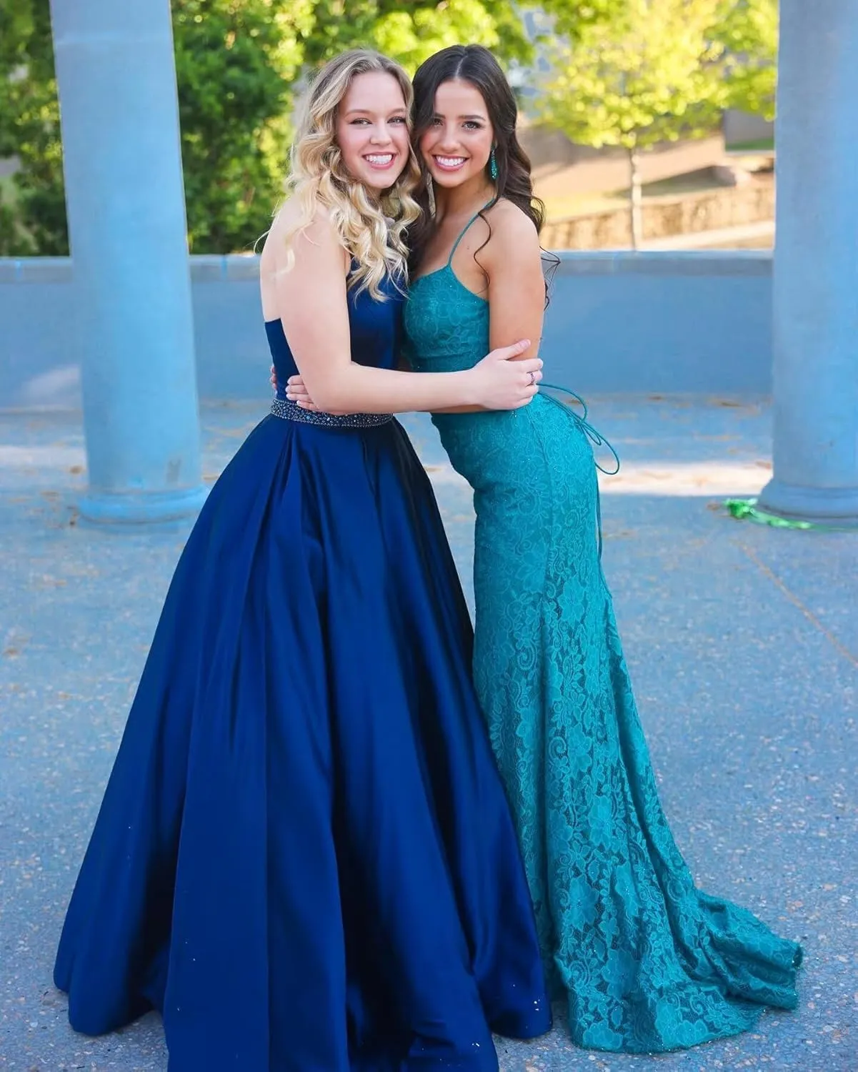 Yexinbridal Satin Prom Dresses Long for Women A-Line Beaded Belt Formal Evening Party Ball Gowns with Pockets