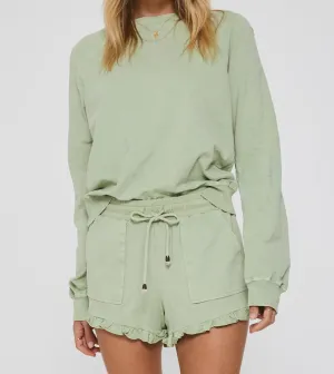 ZOLA RUCHED SHOULDER TOP PISTACHIO